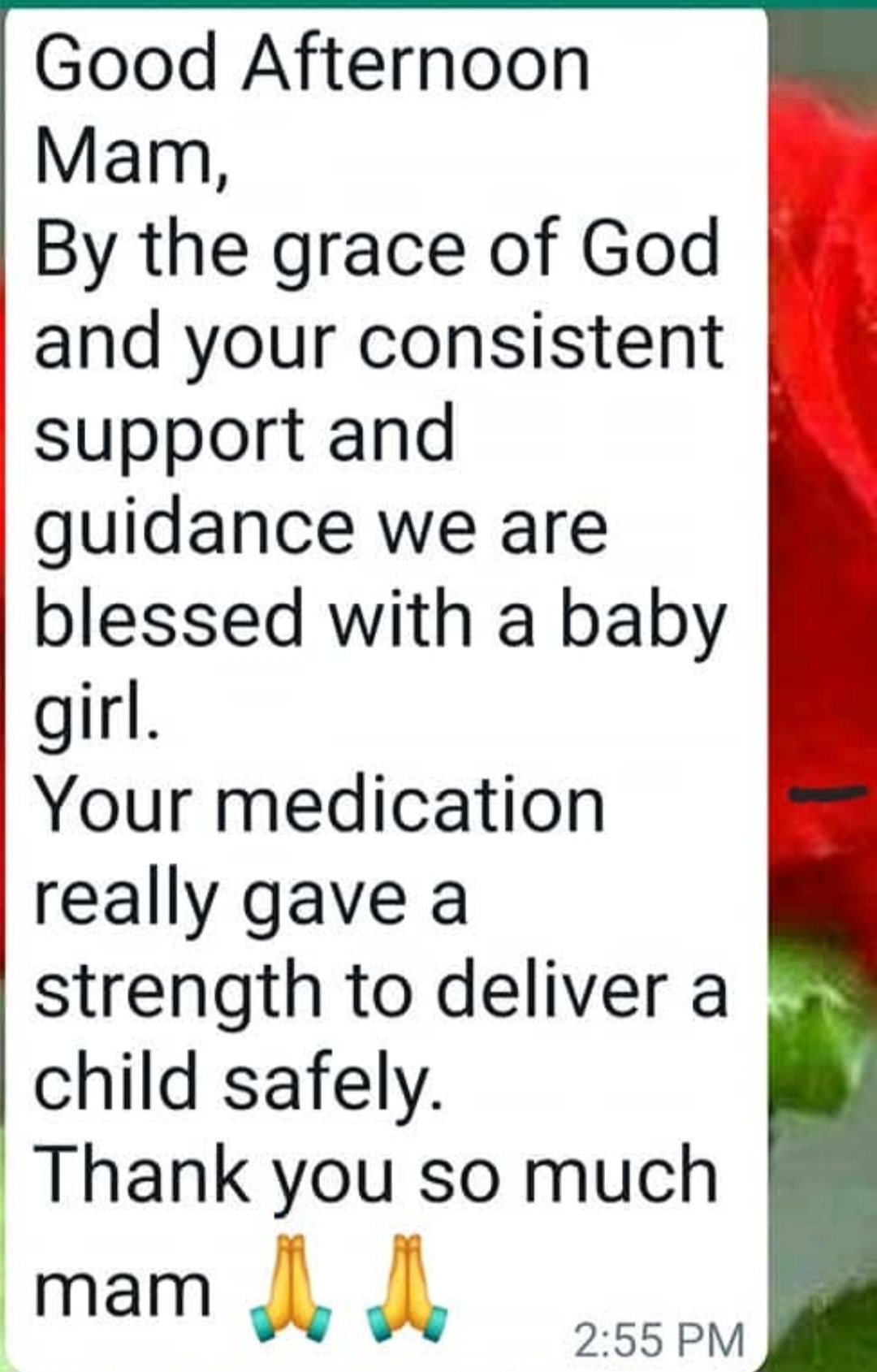 Fertility case delivered baby girl